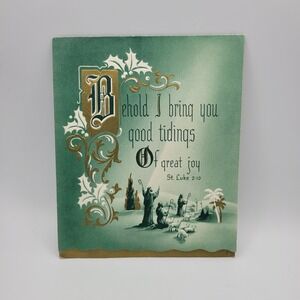 Vintage Christmas Card Sunshine Line Religious Nativity Unused Signed